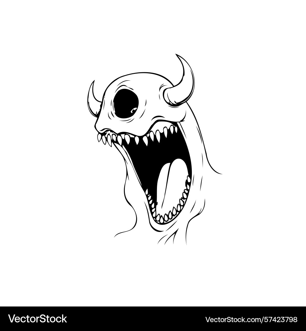 Screaming demonic monster drawing with horns – Royalty-Free Vector |  VectorStock, image size:1000x1080
