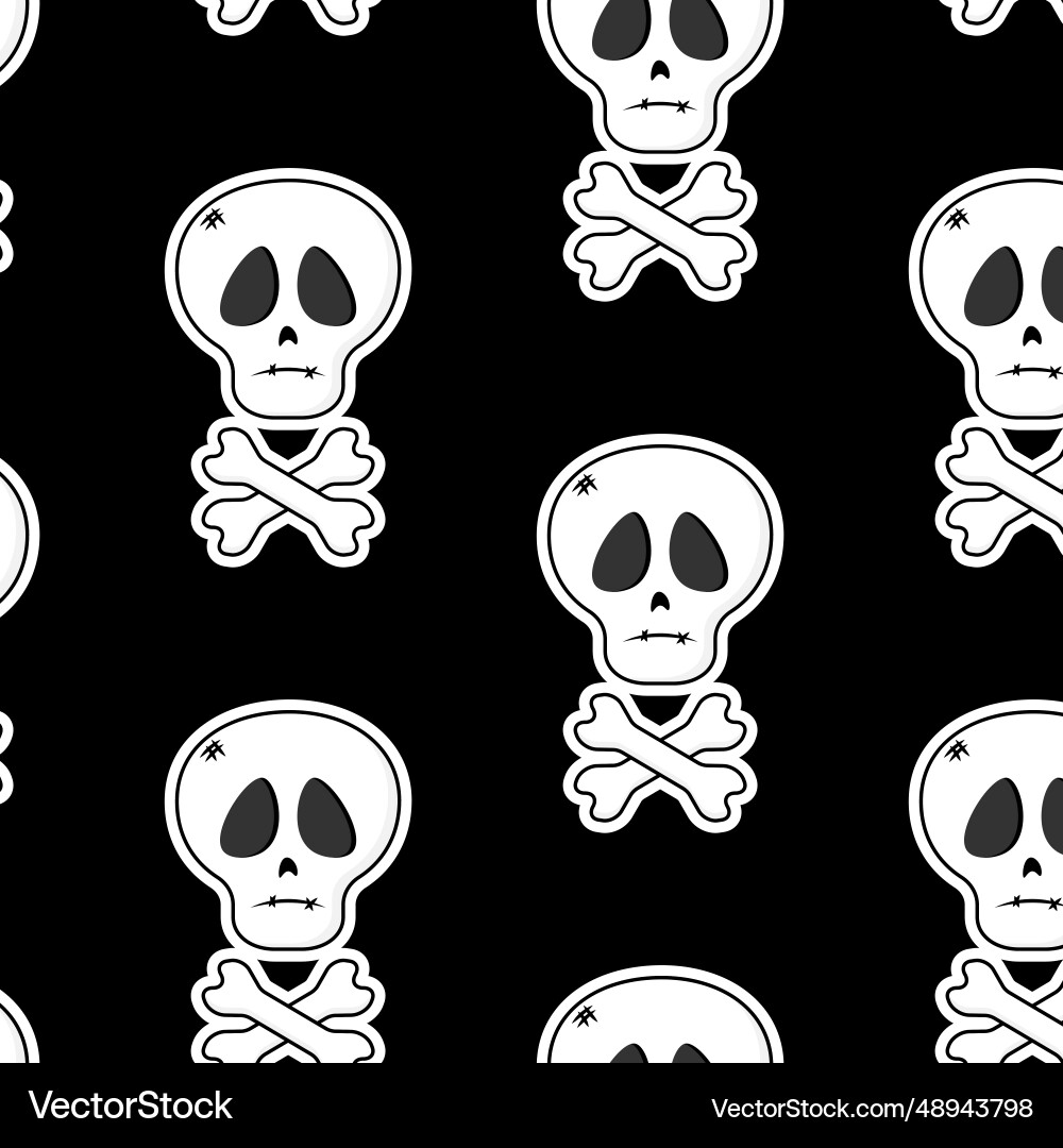 Seamless pattern with skull and crossbones black Seamless pattern with skull and crossbones black vector image