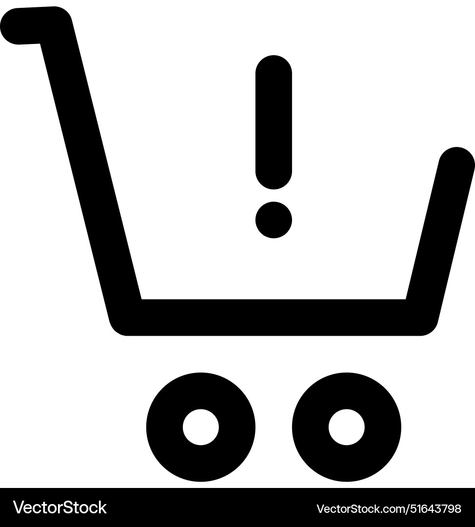 Shopping cart icon with warning or error symbol Shopping cart icon with warning or error symbol vector image
