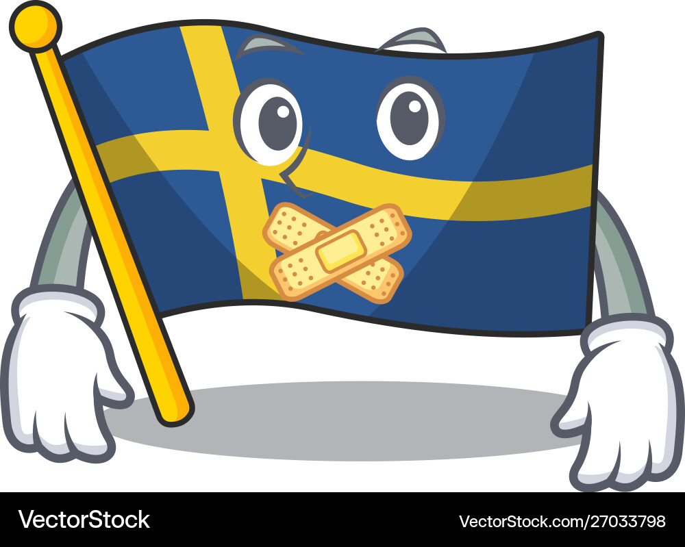 Silent swede flags flutter on character pole vector image
