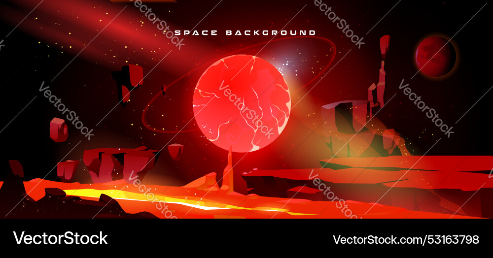 Space game background with red alien planet Space game background with red alien planet vector image