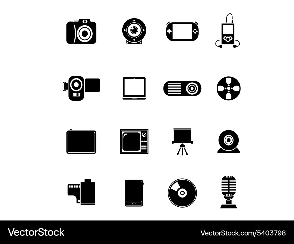 Technology and networking icon set vector image
