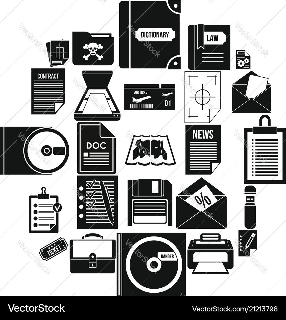 Text icons set simple style Text icons set simple style vector image