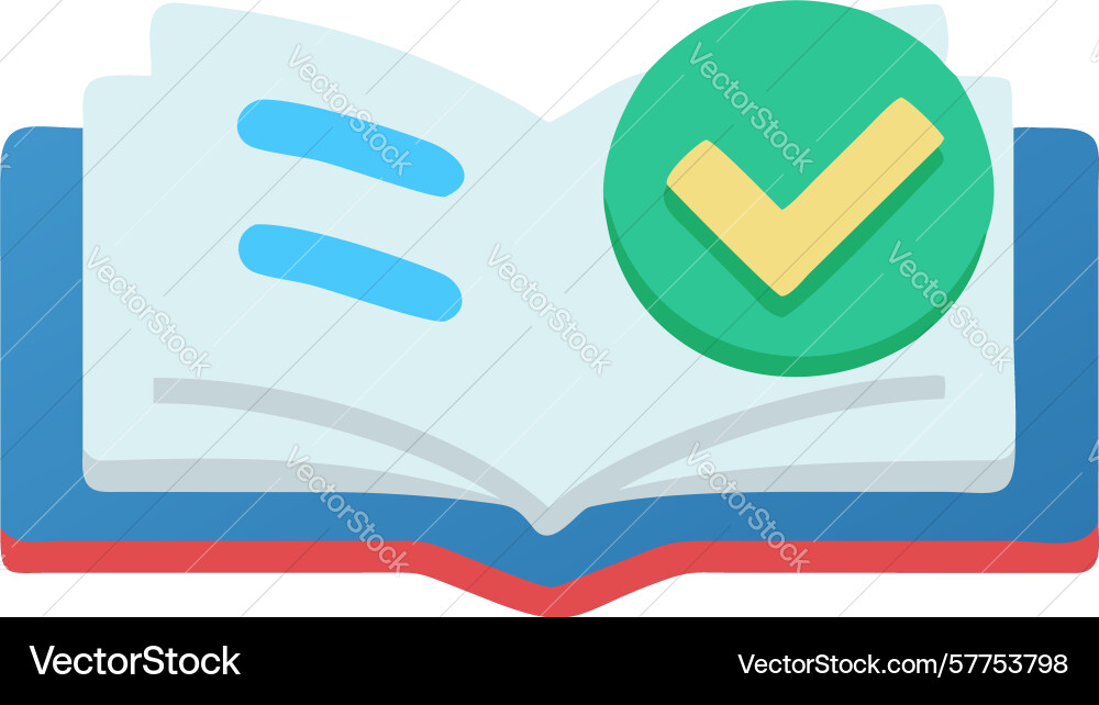 Verified content book with check mark design Vector Image
