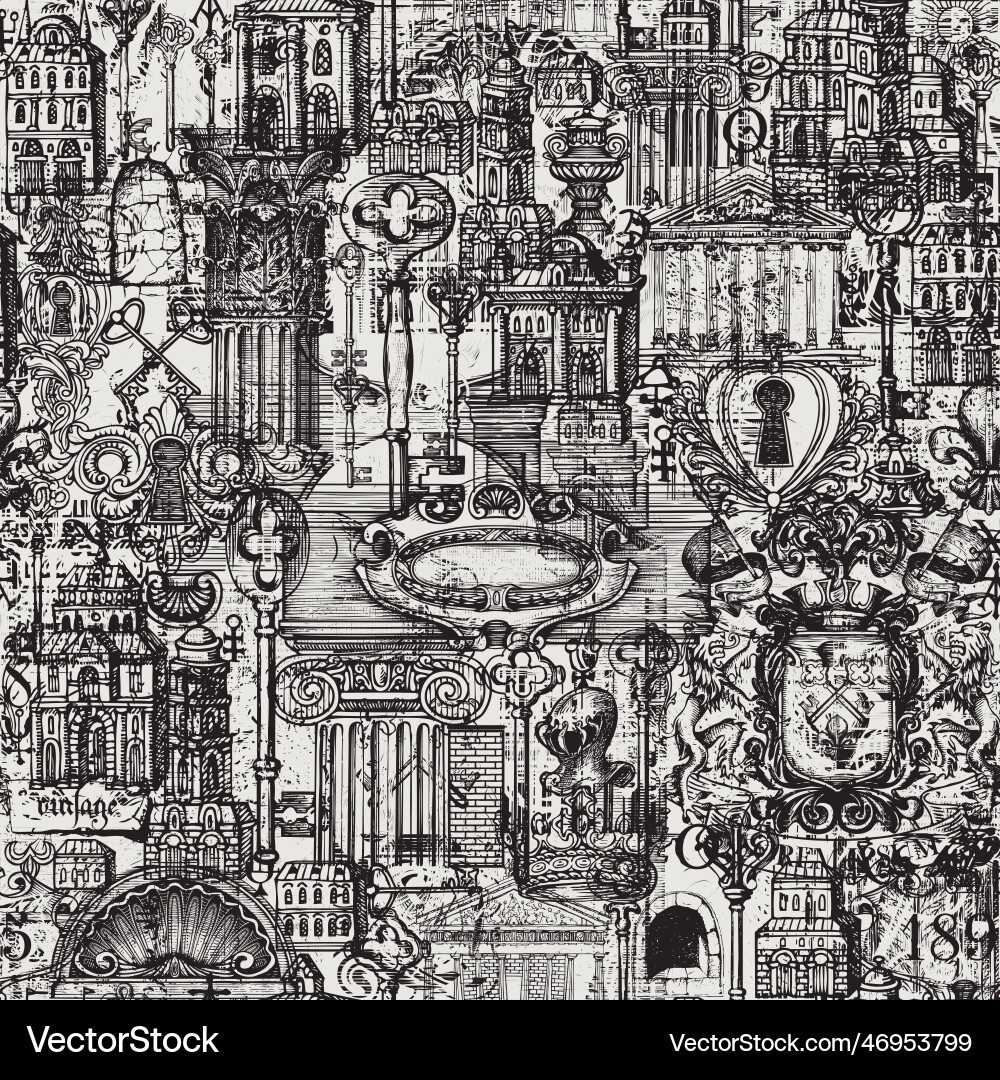 Abstract seamless pattern on ancient architecture Abstract seamless pattern on ancient architecture vector image