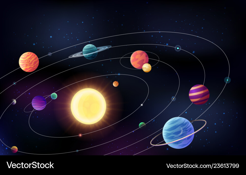 Colorful Planet Orbit Illustration vector image