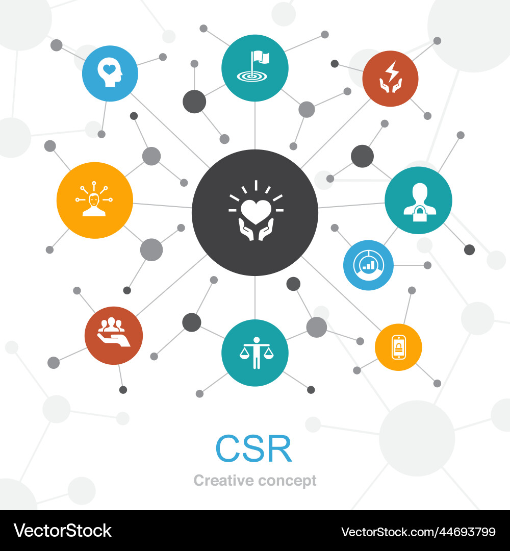 Csr trendy web concept with icons contains vector image