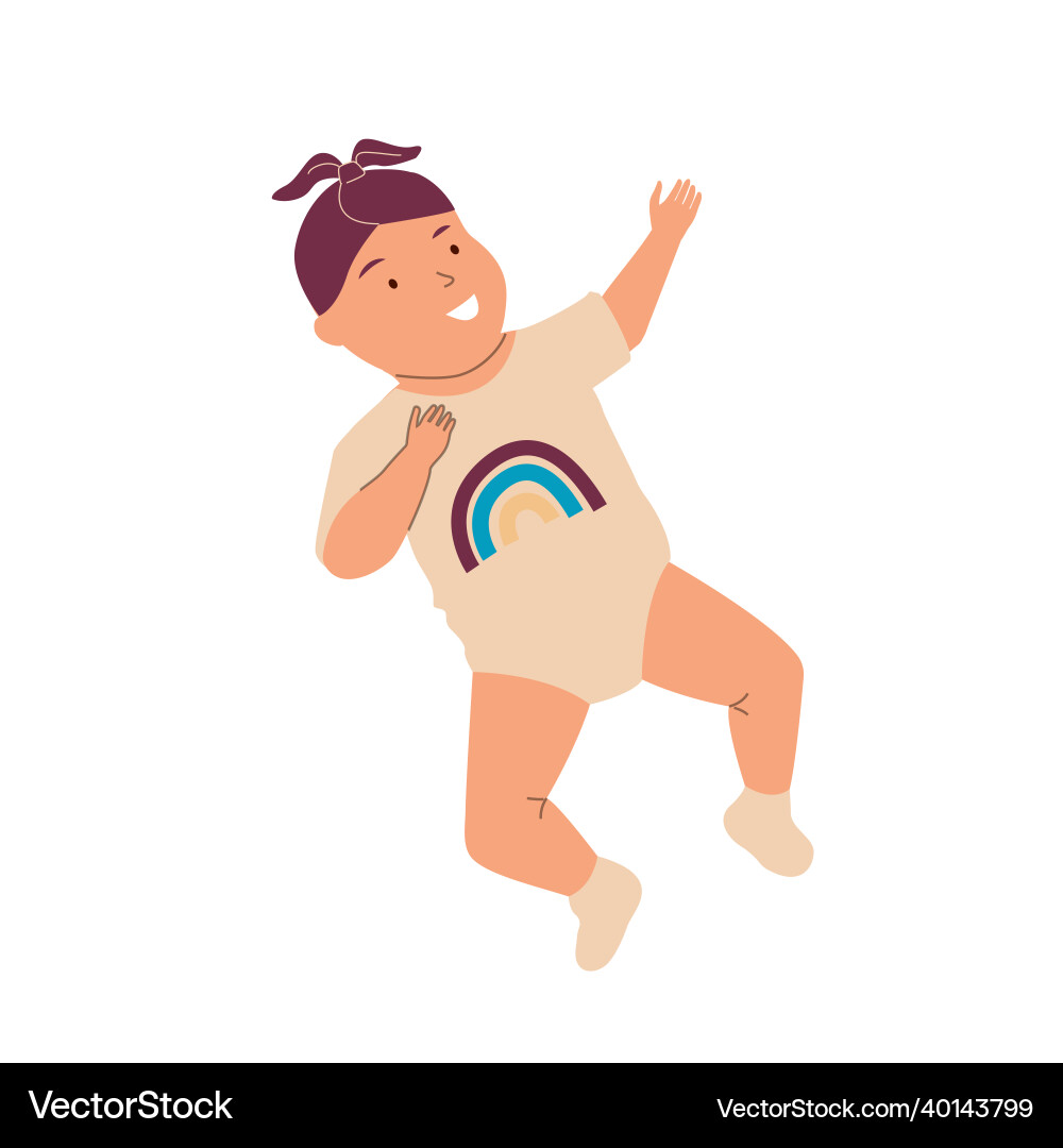 Cute baby cartoon girl lying on back child Cute baby cartoon girl lying on back child vector image
