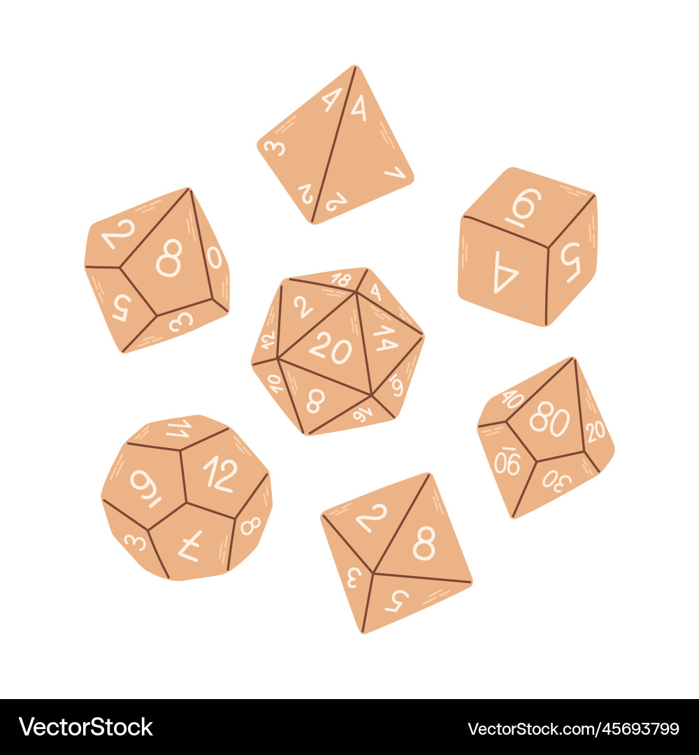 D8 d10 d12 d20 dice for board games rpg set D8 d10 d12 d20 dice for board games rpg set vector image
