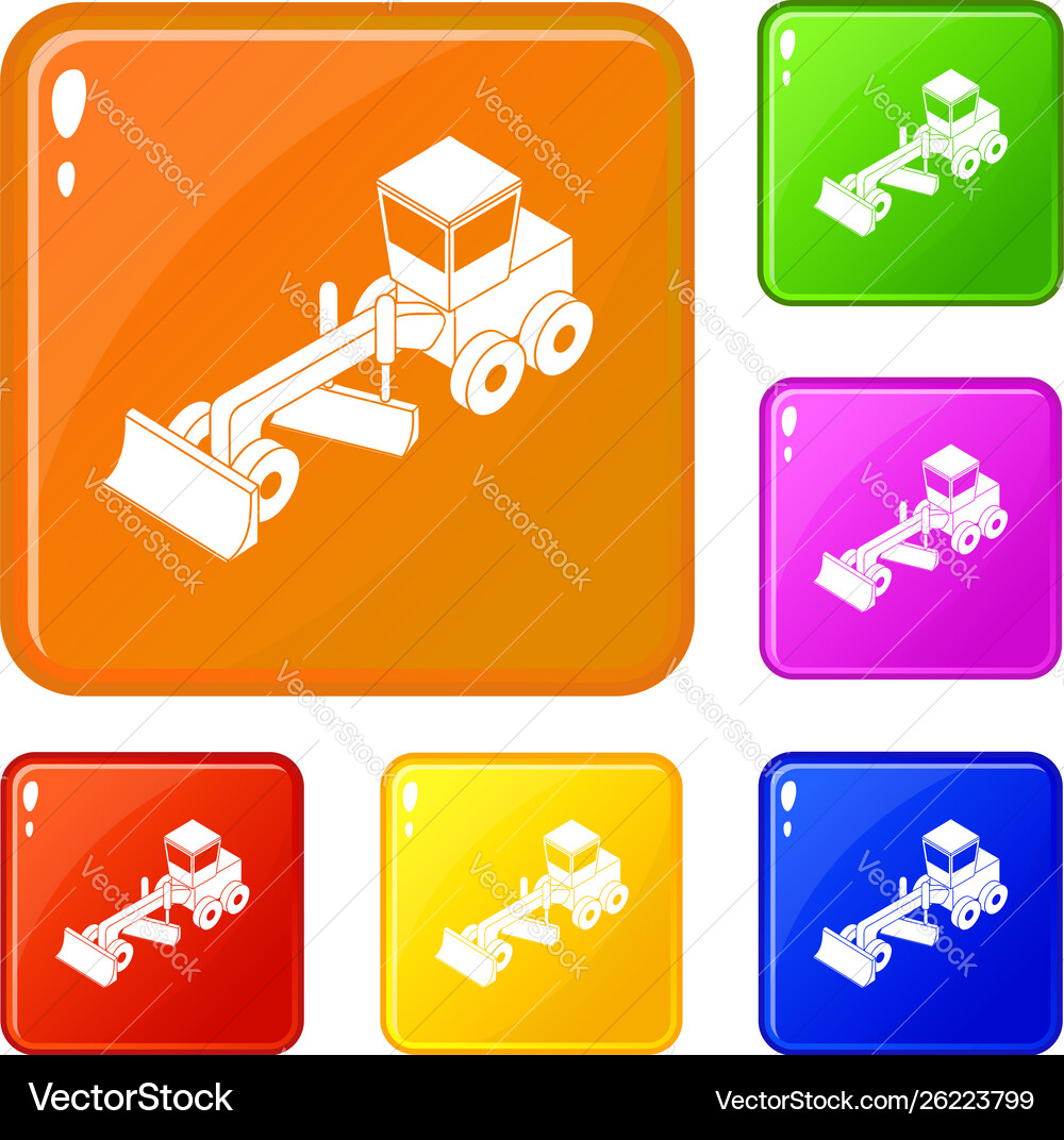 Grader icons set color Vector Image