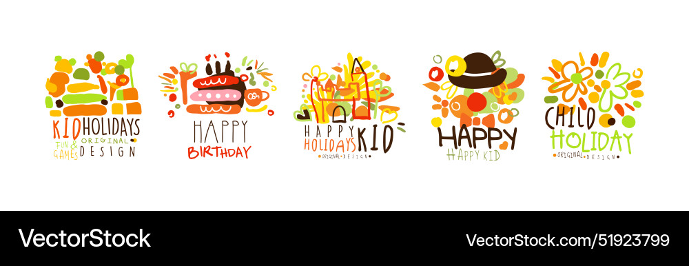 Happy kids party logo original bright design Happy kids party logo original bright design vector image