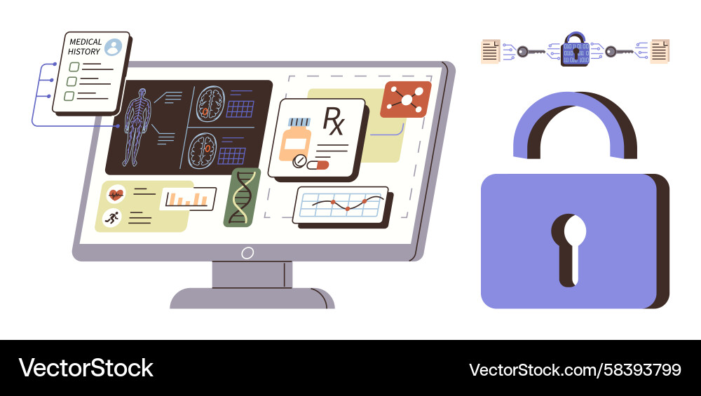 Healthcare Data Security & Encryption Vector Image