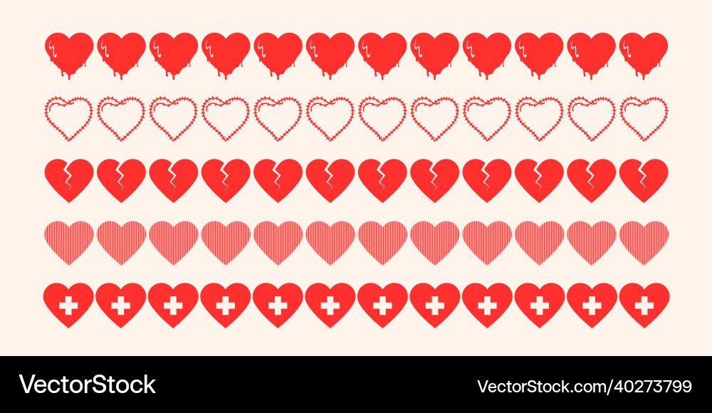 Heart pattern brush add-on set Heart pattern brush add-on set Vector Image