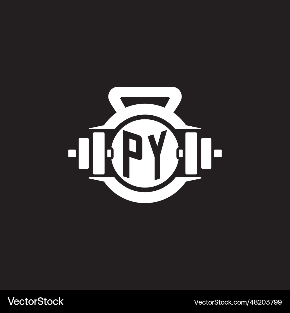 Initial py logo design ideas with simple dumbbell Vector Image