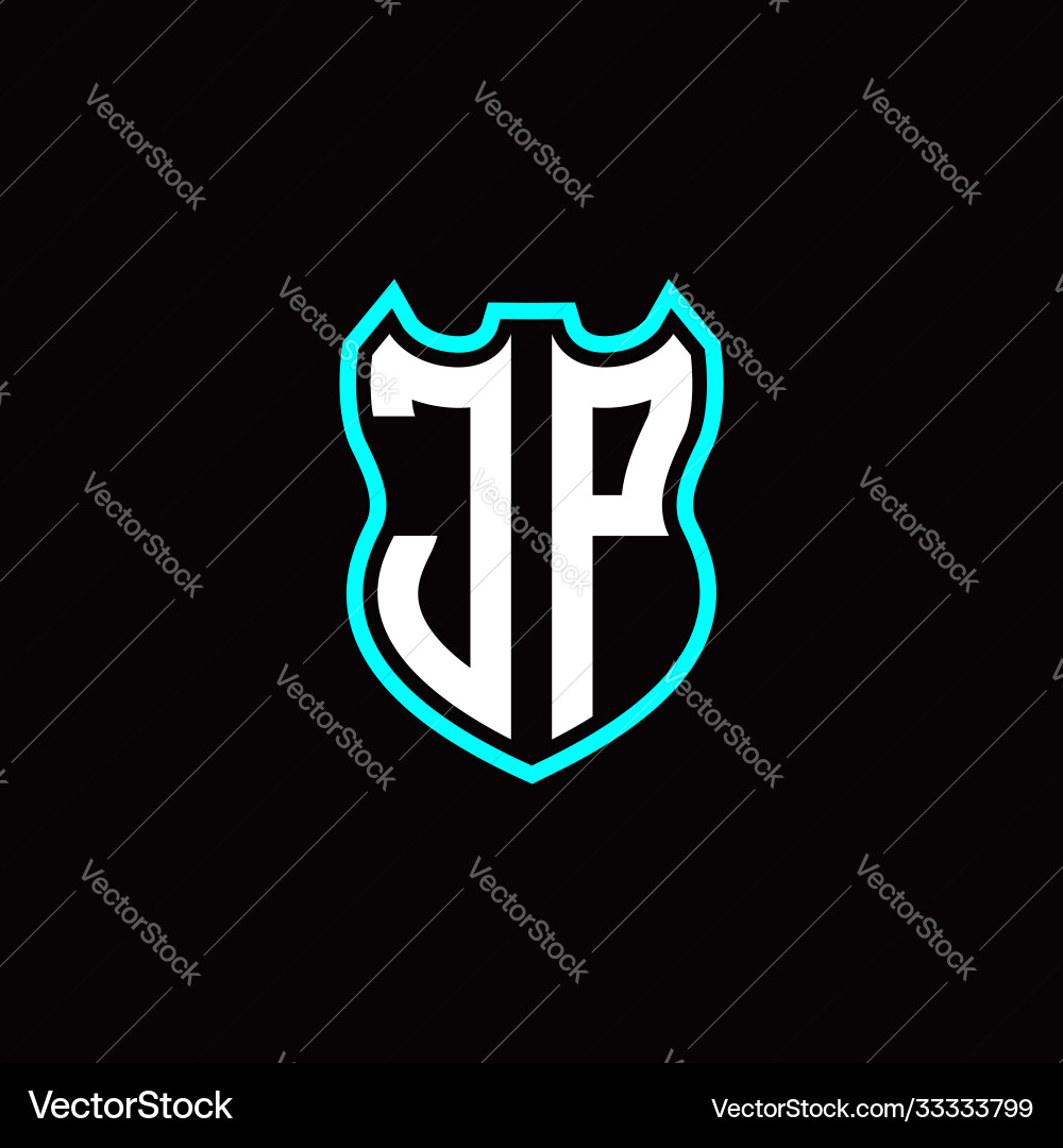 J p initial logo design with shield shape J p initial logo design with shield shape vector image