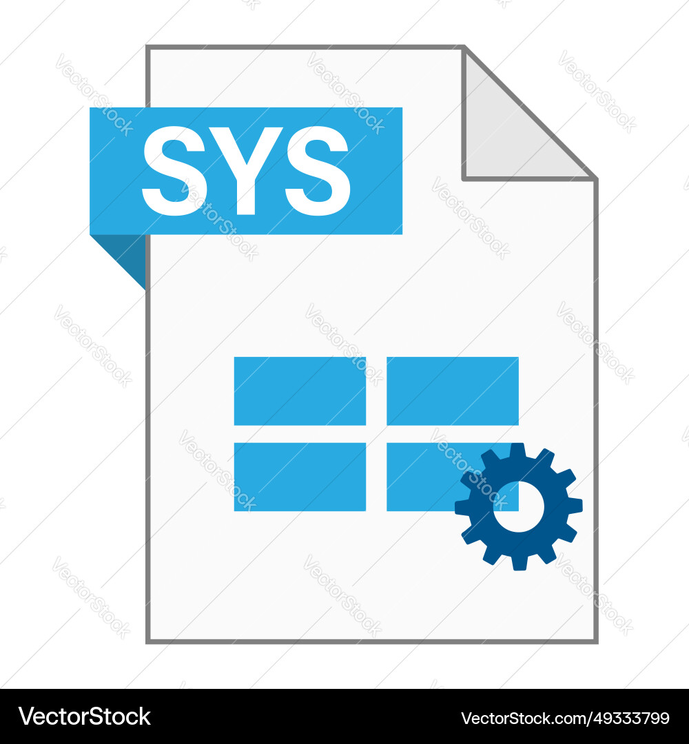 Modern flat design of sys file icon for web Modern flat design of sys file icon for web vector image