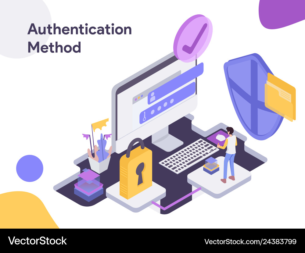 Online shopping authentication method modern vector image