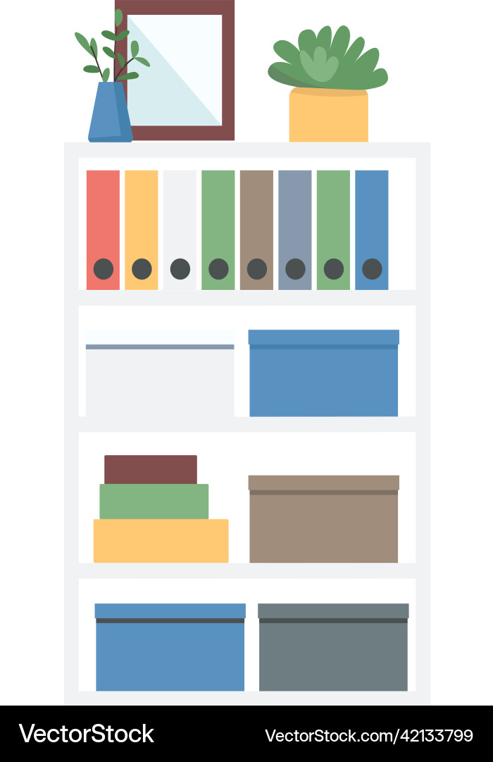 Open standing bookshelf semi flat color object Open standing bookshelf semi flat color object vector image