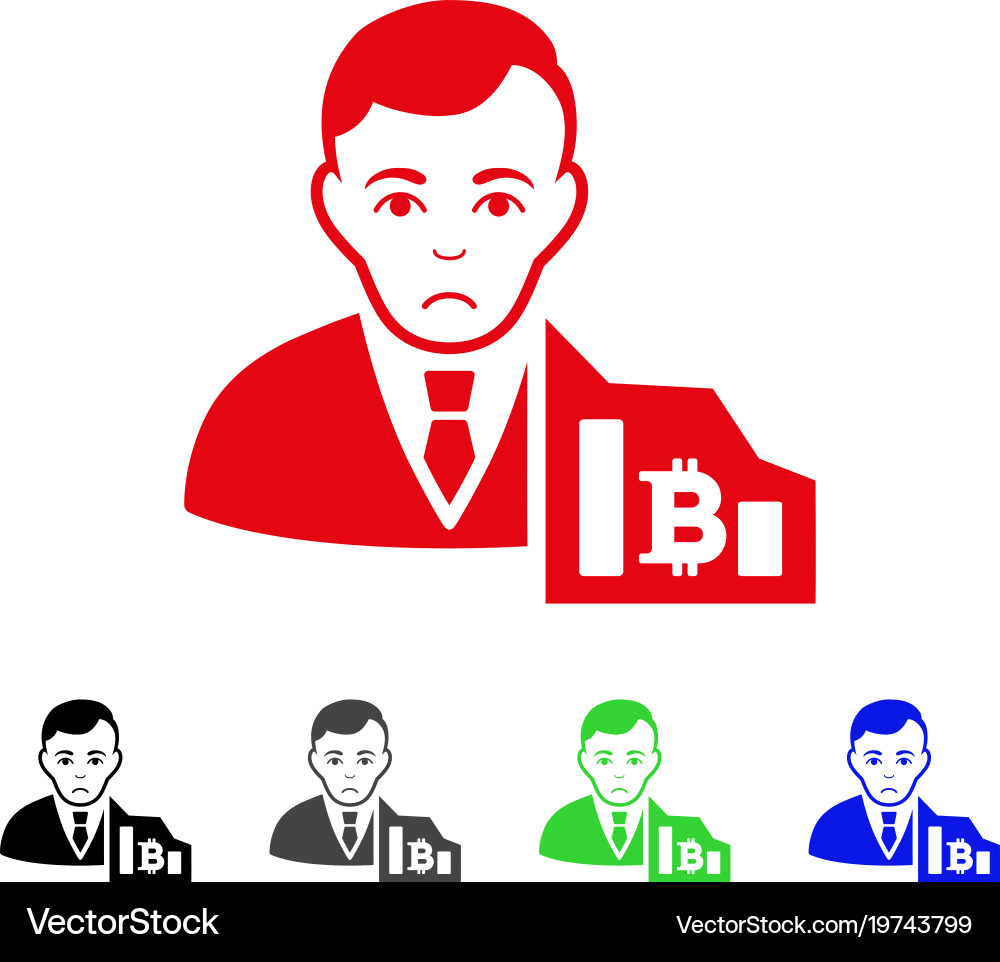 Sad bitcoin trader icon Vector Image