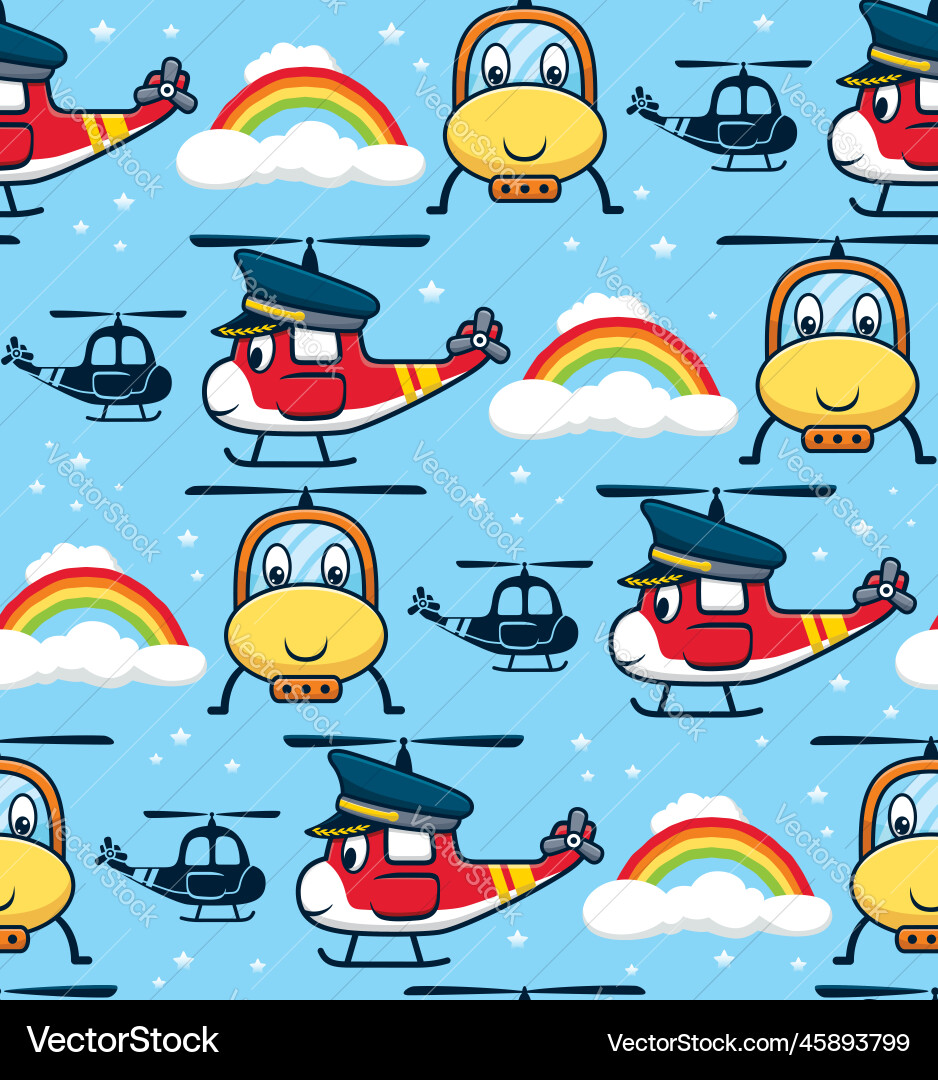 Seamless pattern of helicopter with sky objects Seamless pattern of helicopter with sky objects vector image
