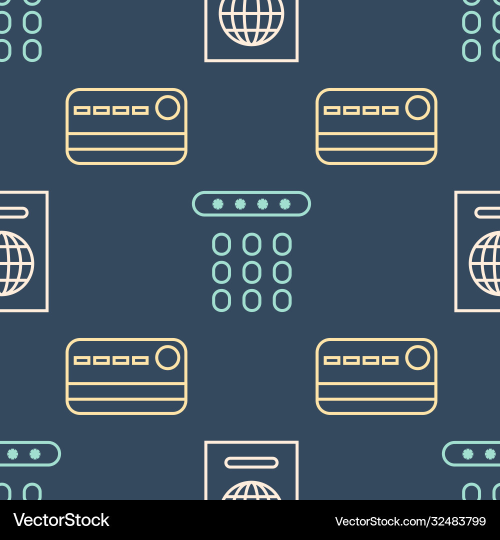 Set line passport credit card and password Set line passport credit card and password vector image