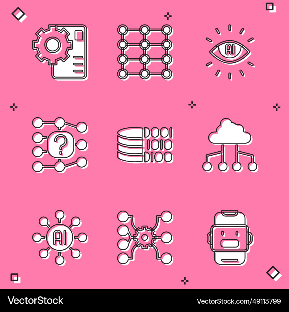 Set neural network artificial intelligence ai Set neural network artificial intelligence ai vector image