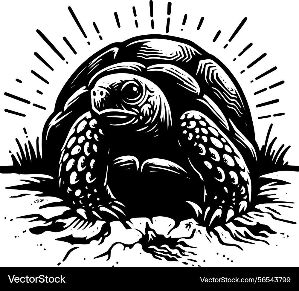 Simple gopher tortoise emerging from burrow icon Vector Image