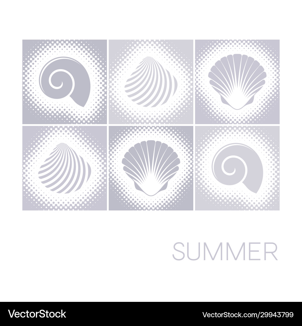 Sommerkarte mit Muscheln Halbton Design Sommerkarte mit Muscheln Halbton Design vektorbild