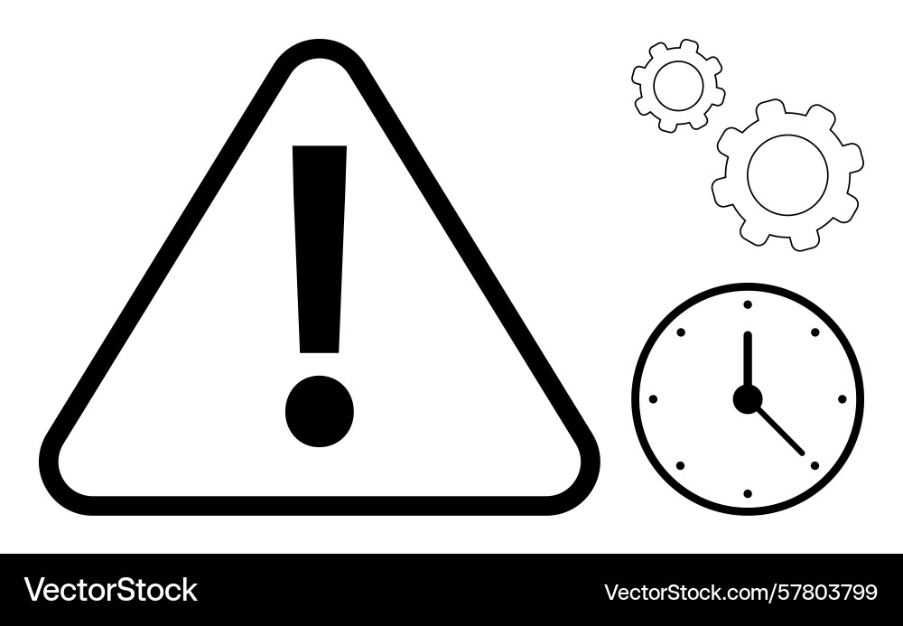 Warning triangle with exclamation mark clock Warning triangle with exclamation mark clock vector image