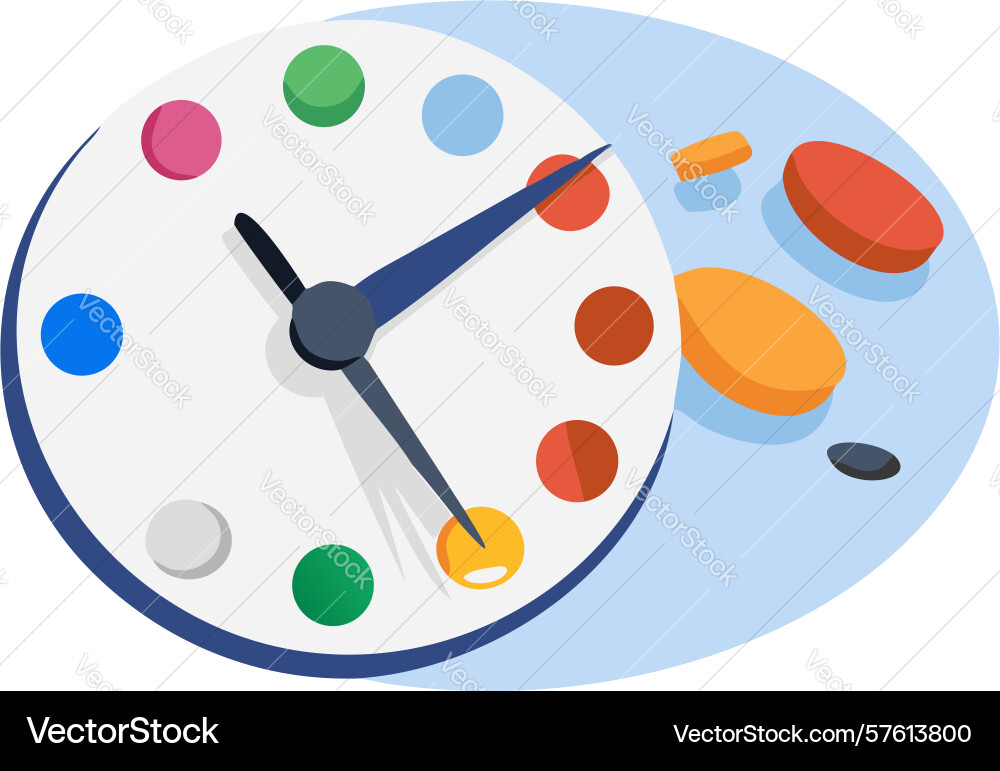 Abstract clock with scattered shapes design vector image