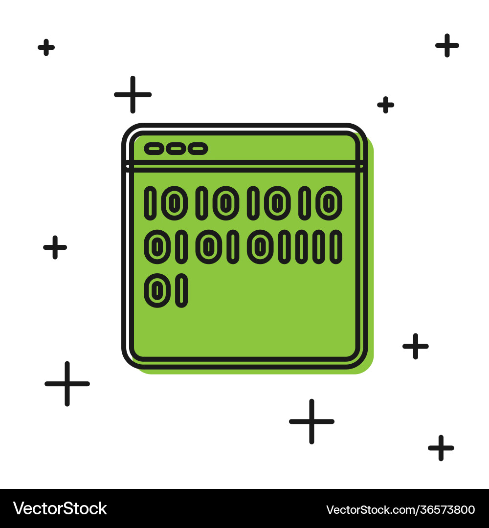 Black binary code icon isolated on white Black binary code icon isolated on white vector image