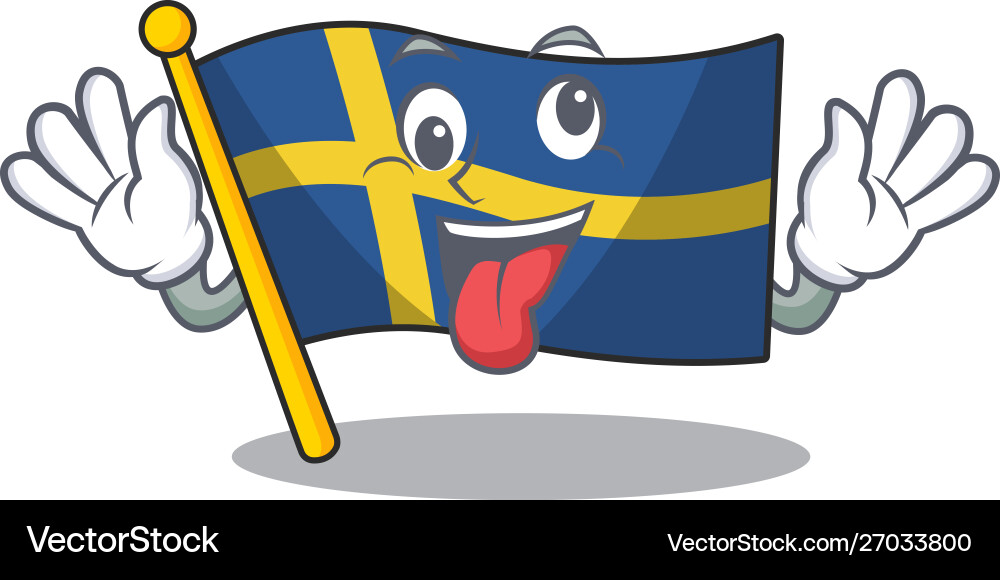 Crazy swede flags flutter on character pole Crazy swede flags flutter on character pole vector image