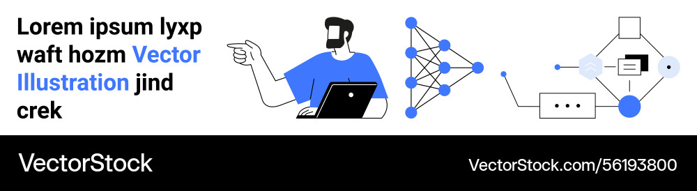Data Scientist analysiert neurales Netzwerkmodell Data Scientist analysiert neurales Netzwerkmodell Vektorbild