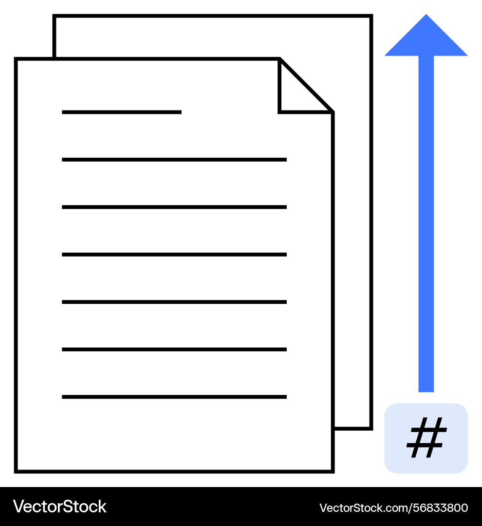 File upload symbol with documents and upward arrow File upload symbol with documents and upward arrow vector image