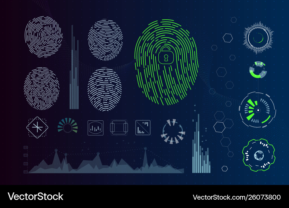 Fingerprint scanning identification system vector image