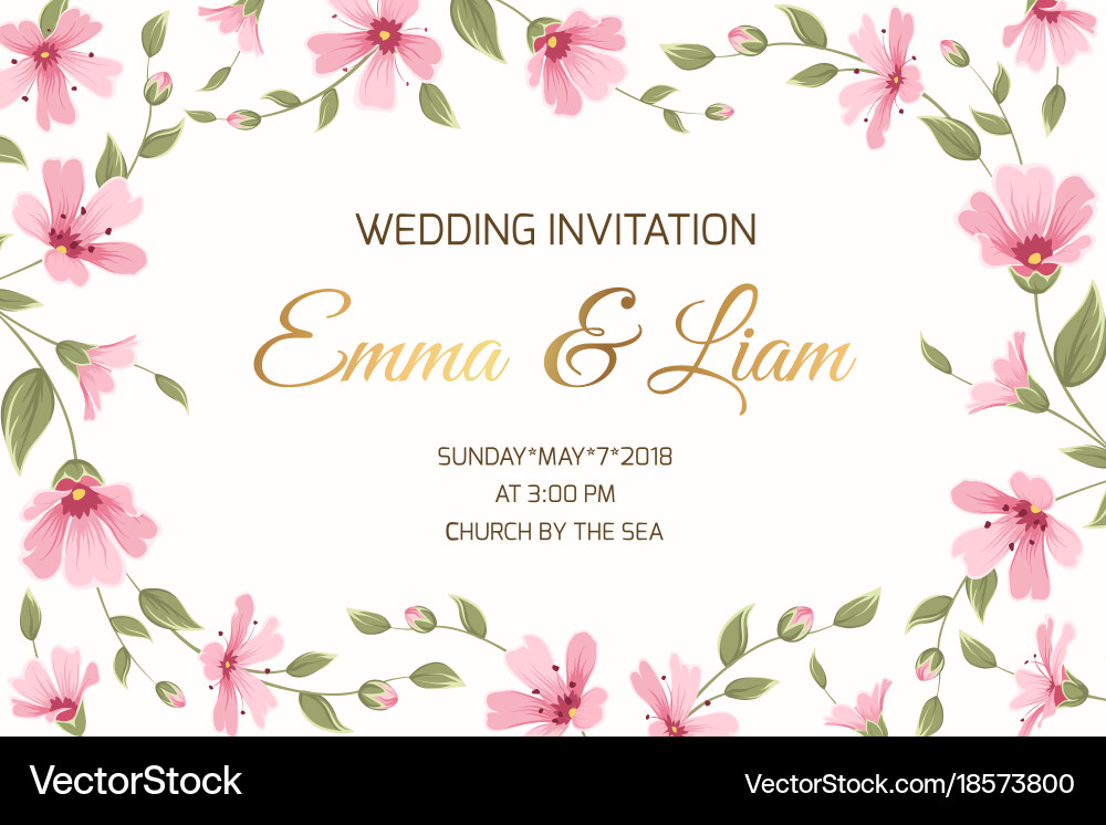 Gypsophila Wedding Invitation - Floral Border Vector Image