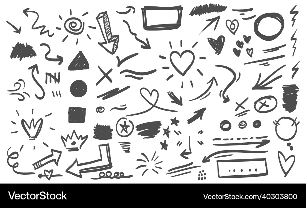 Handgezeichnete Set-Doodle-Elemente für Konzeptdesign Handgezeichnete Set-Doodle-Elemente für Konzeptdesign vektorbild