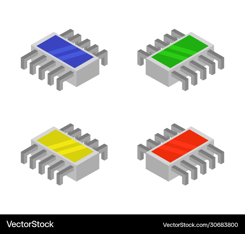 Isometric microchip icon in on white background Vector Image