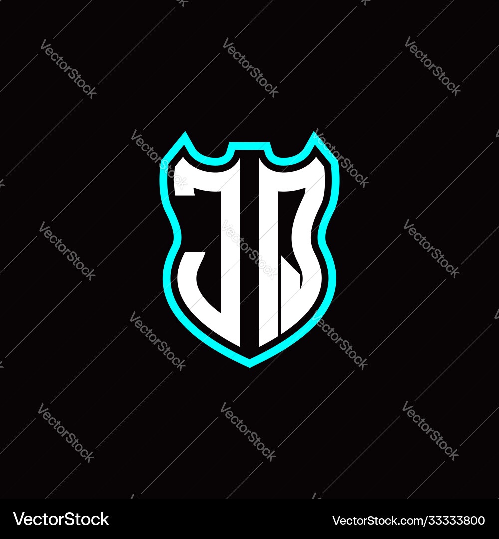 J q initial logo design with shield shape vector image