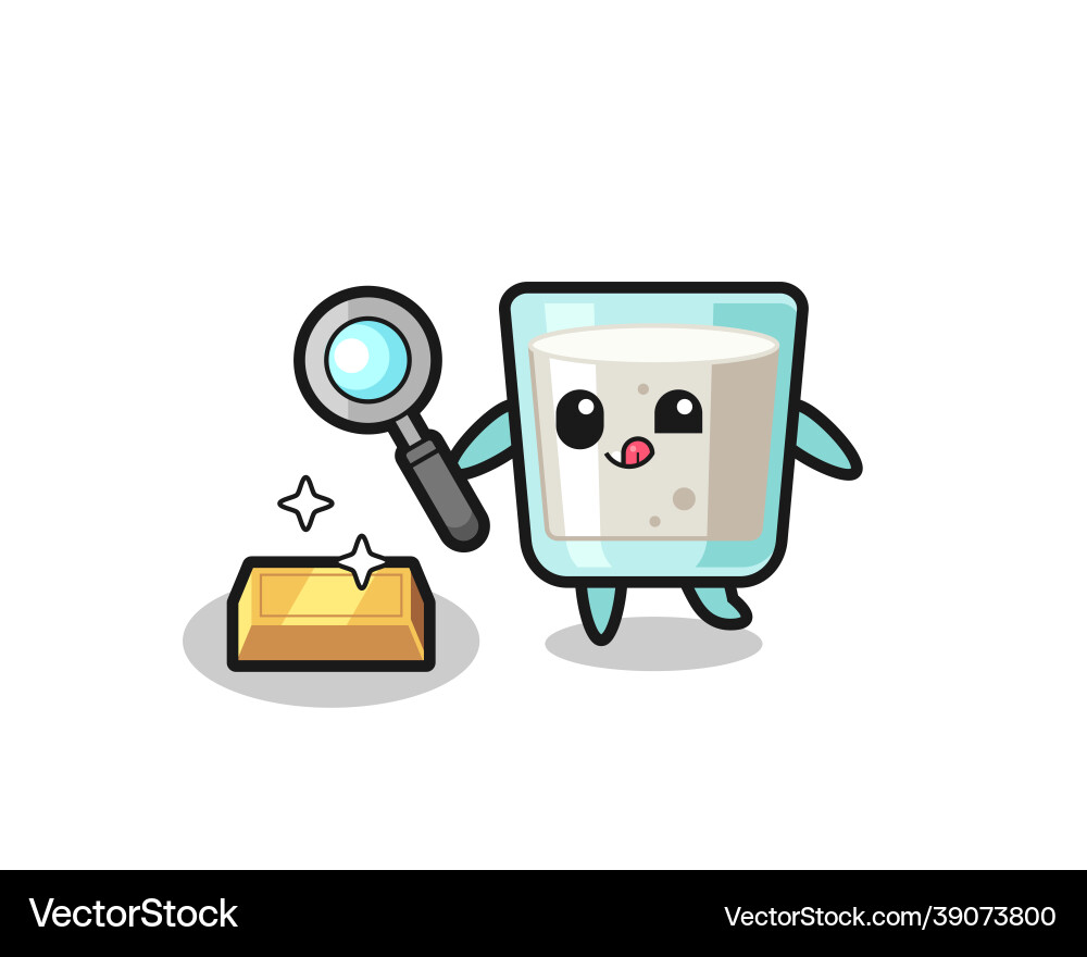 Milk character is checking the authenticity Vector Image