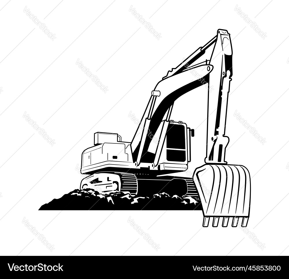 Modern Crawler Excavator Vektorbild