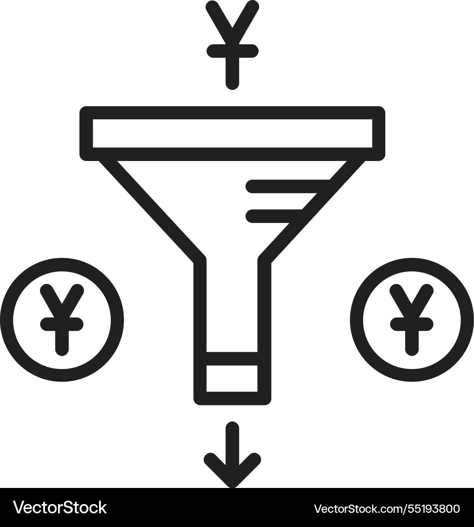 Sales pipeline yuan line icon design Vector Image