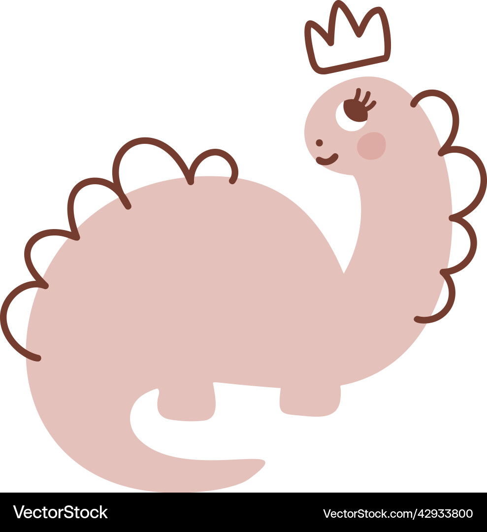 Süße Baby Mädchen Dinosaurier mit Krone auf dem Kopf Süße Baby Mädchen Dinosaurier mit Krone auf dem Kopf vektorbild