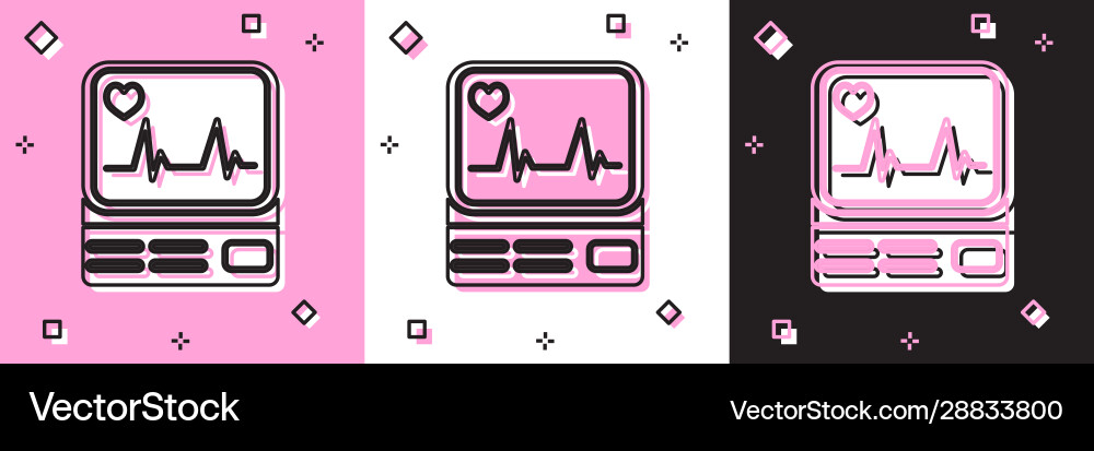 Set computer monitor with cardiogram icon isolated Set computer monitor with cardiogram icon isolated vector image