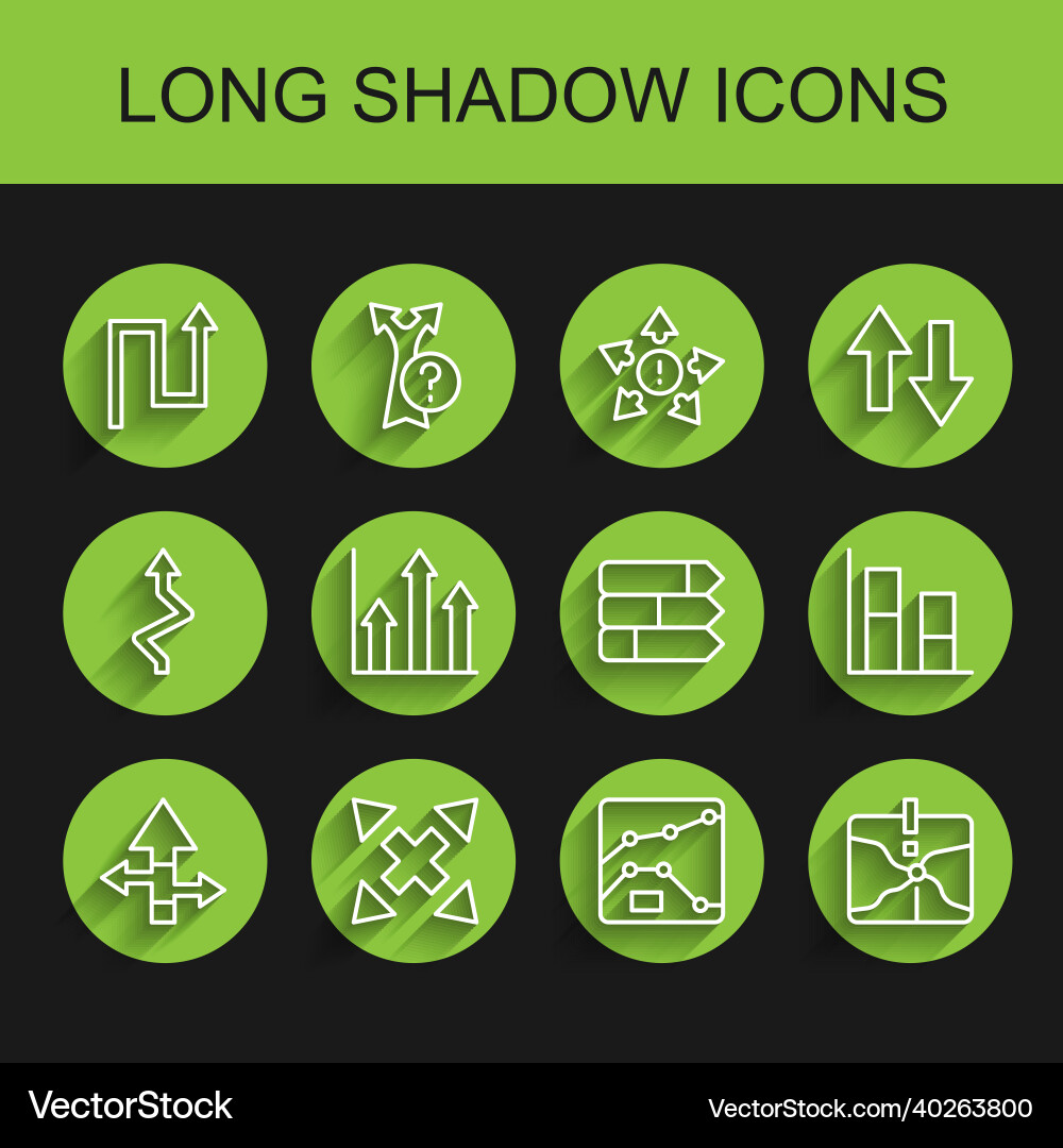 Set line arrow many ways directional graph Set line arrow many ways directional graph vector image