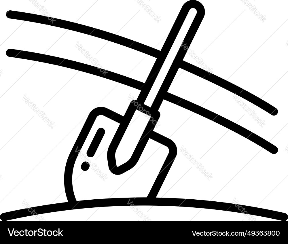 Shovel dig hole line icon sign Shovel dig hole line icon sign vector image