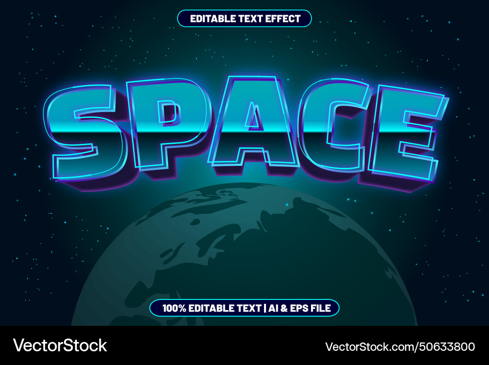 Space editable text effect modern style Vector Image