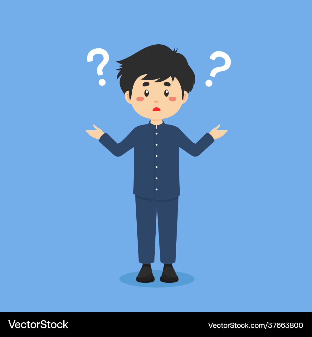 Student confused with question mark vector image