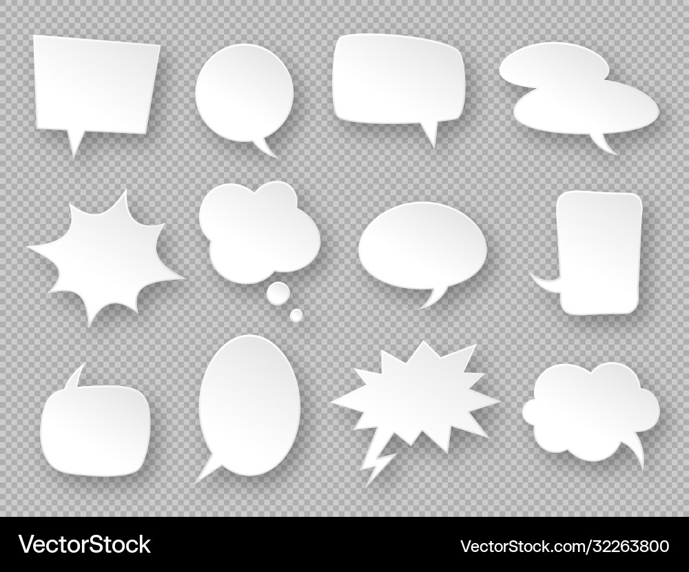 White Speech Bubbles - Communication Vector Image