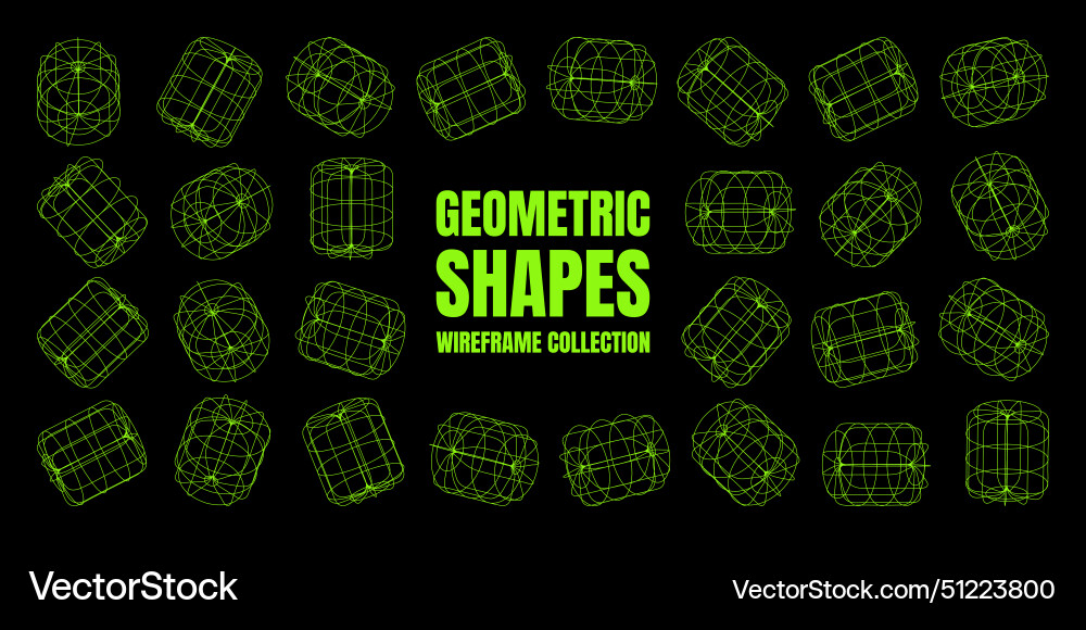 Wireframe lined shapes perspective mesh 3d grid Wireframe lined shapes perspective mesh 3d grid Vector Image